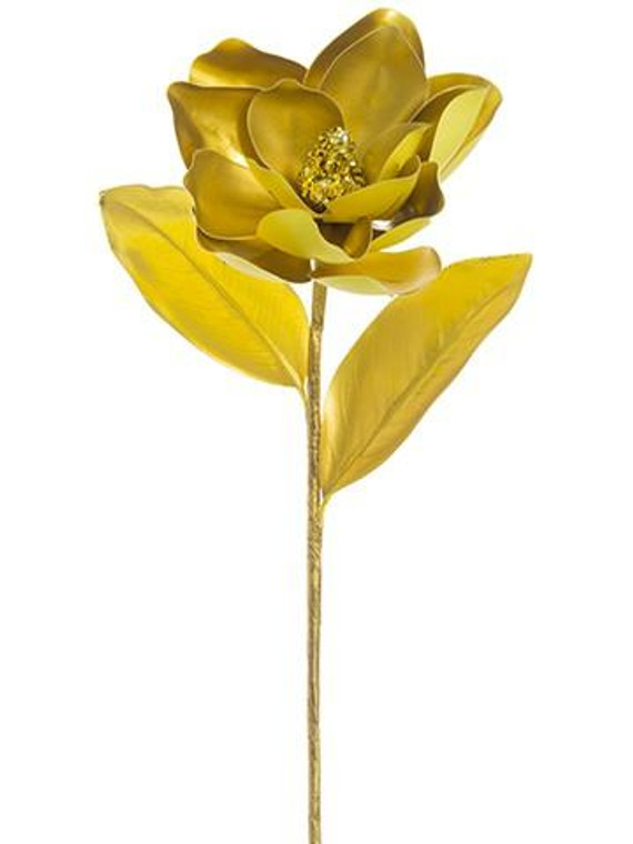 31" Metallic Magnolia Spray Gold Gold (Pack Of 12) XFS634-GO/GO By Silk Flower