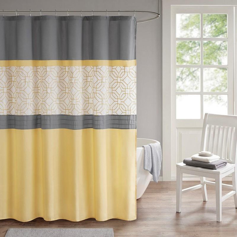 510 Design Donnell Embroidered And Pieced Shower Curtain With Liner