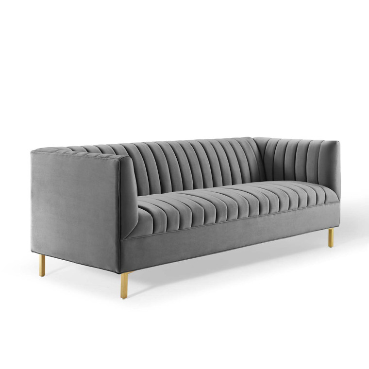 Shift Channel Tufted Performance Velvet Sofa EEI-4132-GRY By Modway