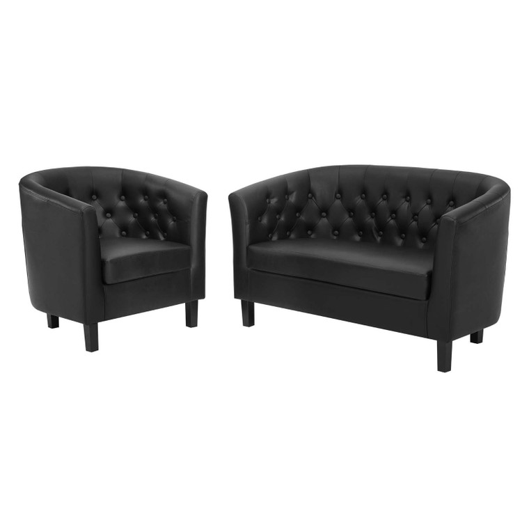 Prospect Upholstered Vinyl Loveseat And Armchair Set EEI-4108-BLK-SET By Modway