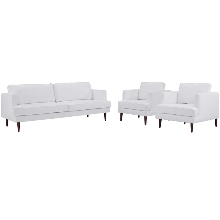 Agile 3 Piece Upholstered Fabric Living Room Set EEI-4081-WHI-SET By Modway