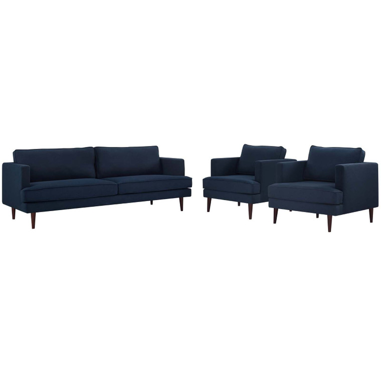 Agile 3 Piece Upholstered Fabric Living Room Set EEI-4081-BLU-SET By Modway