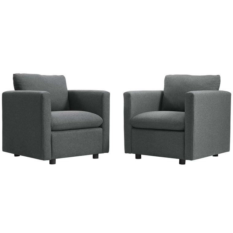 Activate Upholstered Fabric Armchair Set Of 2 EEI-4078-GRY By Modway