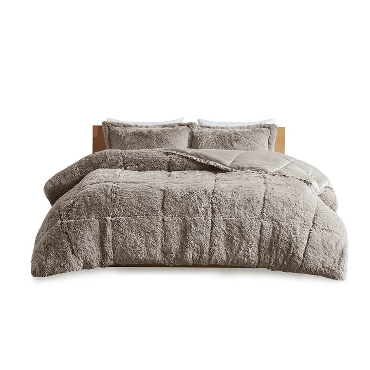 Olliix Intelligent Design Malea Shaggy Faux Fur Comforter Set - King/Cal King ID10-1698