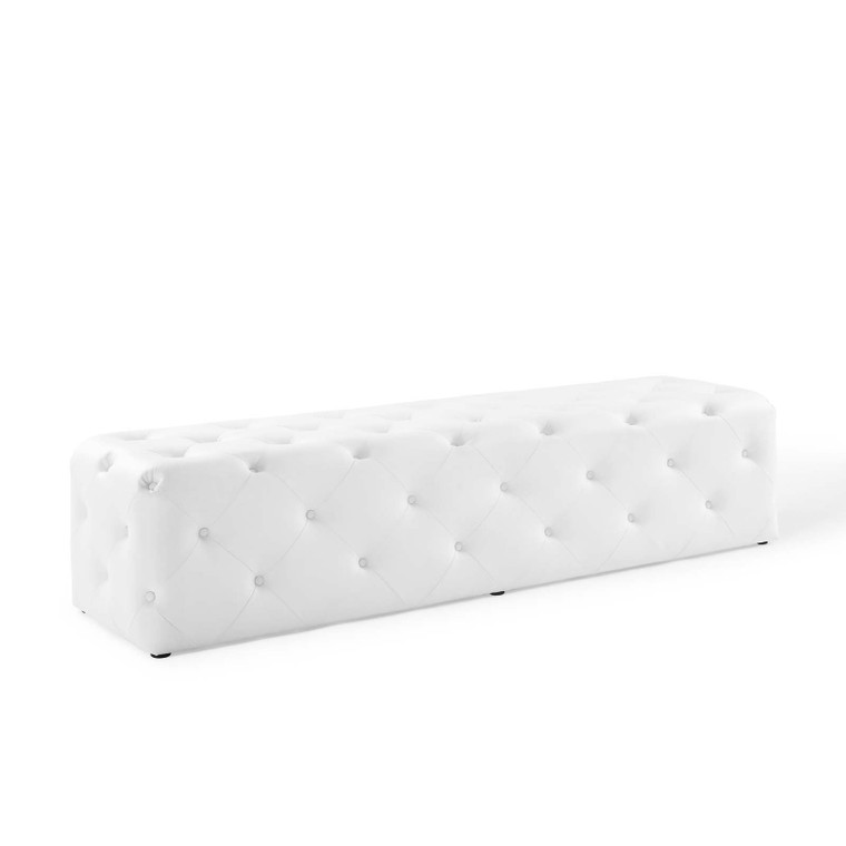 Amour 72" Tufted Button Entryway Faux Leather Bench EEI-3771-WHI By Modway