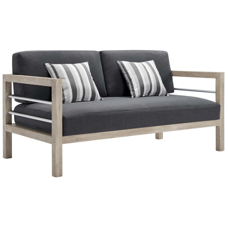 Wiscasset Outdoor Patio Acacia Wood Loveseat EEI-3684-LGR-STE By Modway