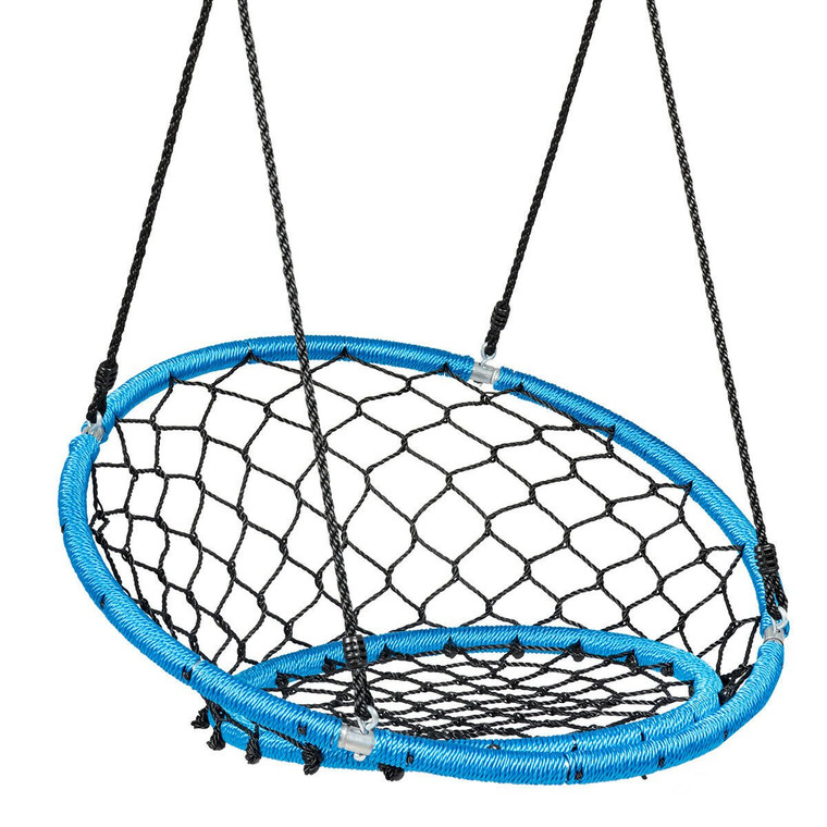 Net Hanging Swing Chair With Adjustable Hanging Ropes-Blue OP70310BL