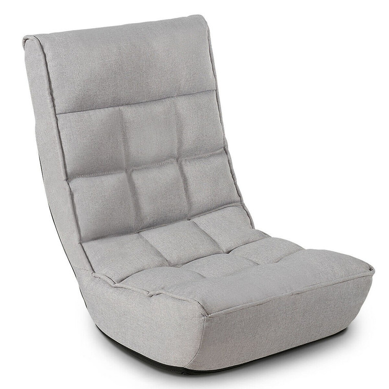 4-Position Adjustable Floor Chair Folding Lazy Sofa-Gray HW58053GR
