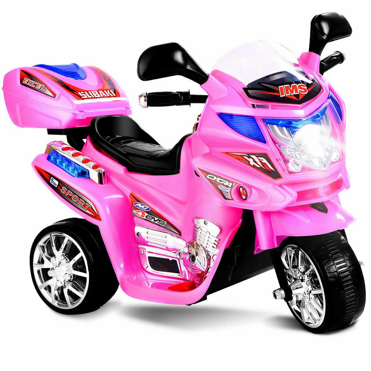 20-Day Presell 3 Wheel Kids Ride On Motorcycle 6V Battery Powered Electric Toy Power Bicyle New-Pink TY327423PI