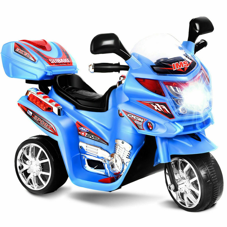 20-Day Presell 3 Wheel Kids Ride On Motorcycle 6V Battery Powered Electric Toy Power Bicyle New-Blue TY327423BL