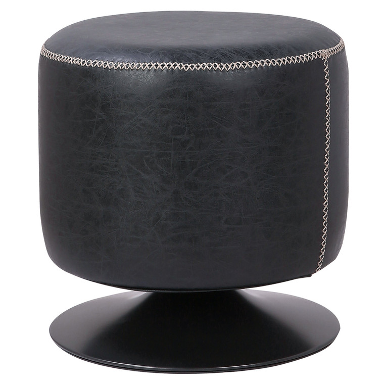 Gaia Pu Leather Round Ottoman 9300034-240 By New Pacific Direct