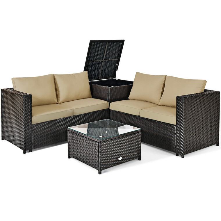 4 Pcs Rattan Patio Furniture Set HW63224+