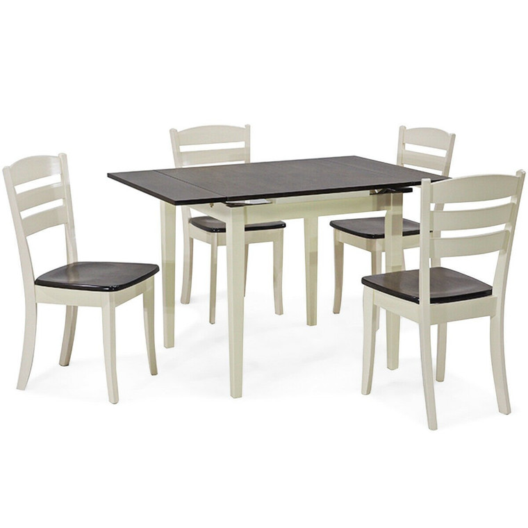 Extending 5 Piece Wood Dining Table Set HW63959+