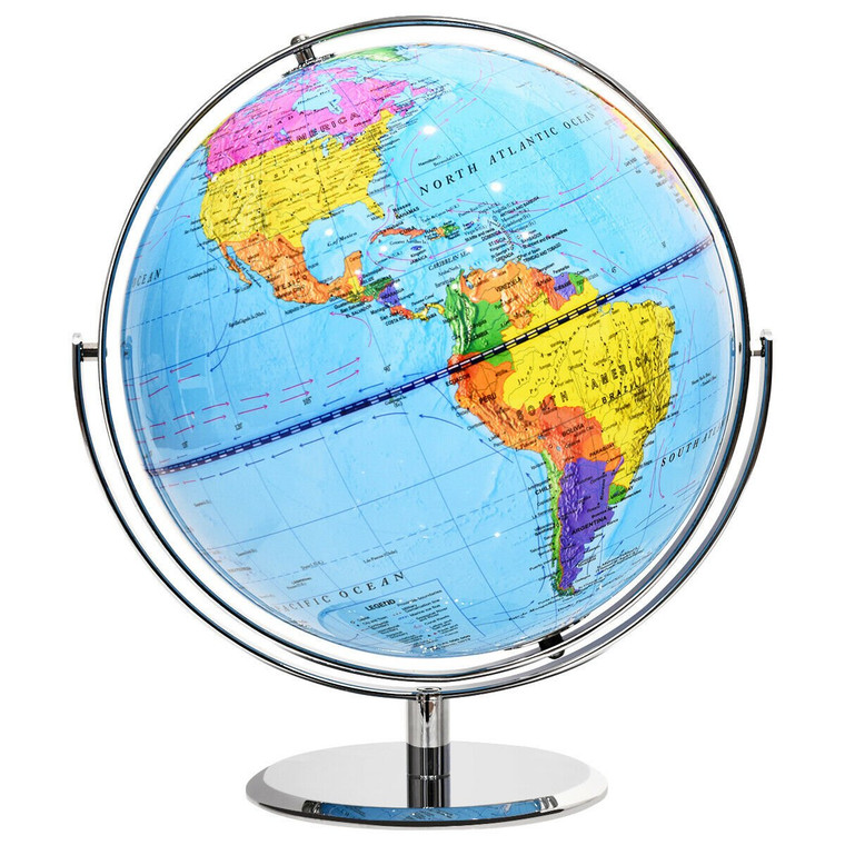 12" World Globe 720° Rotating Desktop Geographic For Kids HW63343