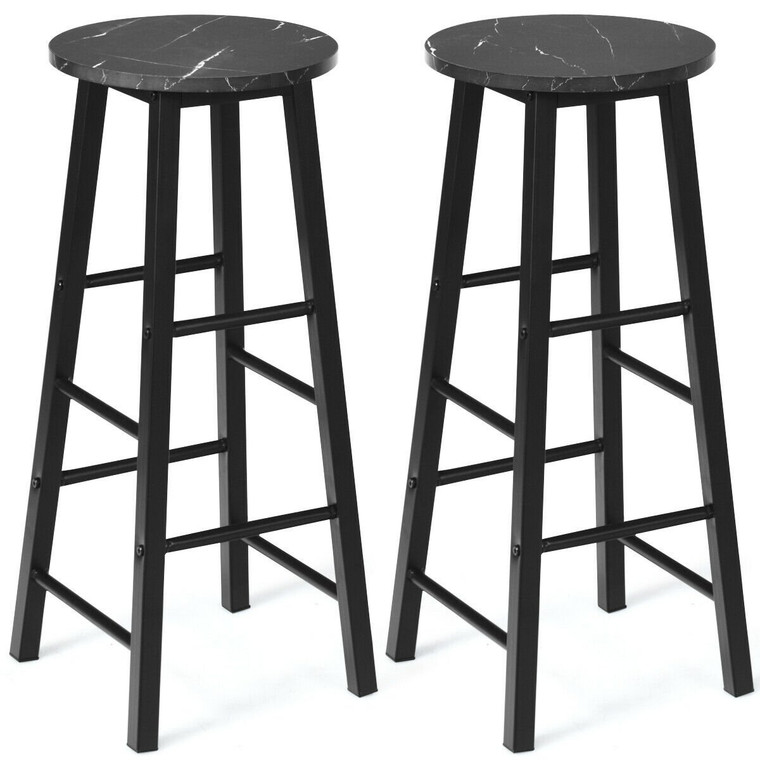 Set Of 2 Pub Bistro Dining Height Bar Stool-Black HW63901BK