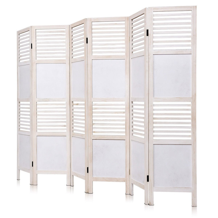 6 Panel Stripe-Hollow Wood Folding Freestanding Room Privacy Screen HW58728
