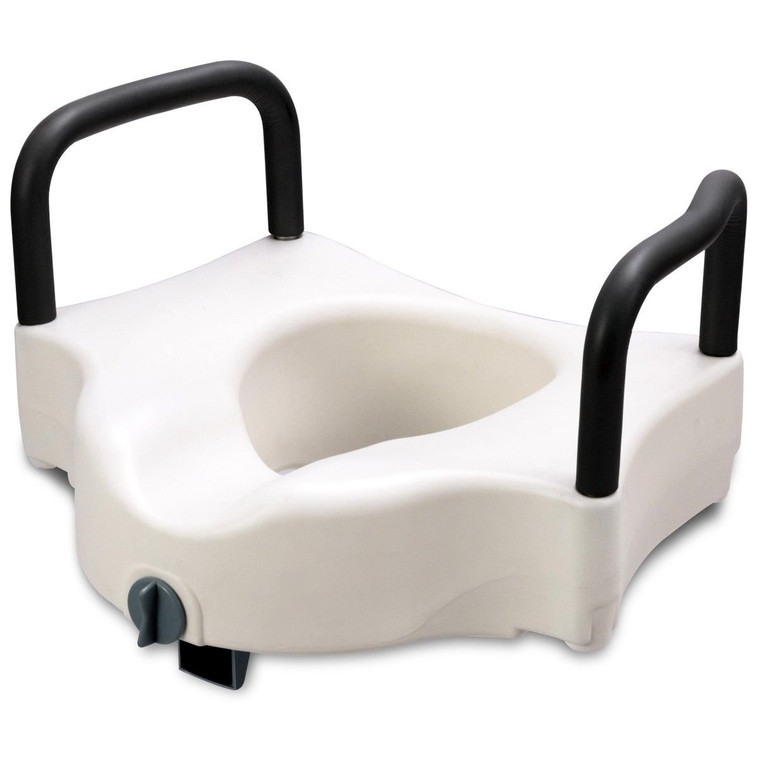 5" Medical Plastic Toilet Seat With Lock And Removable Armrests SP35916