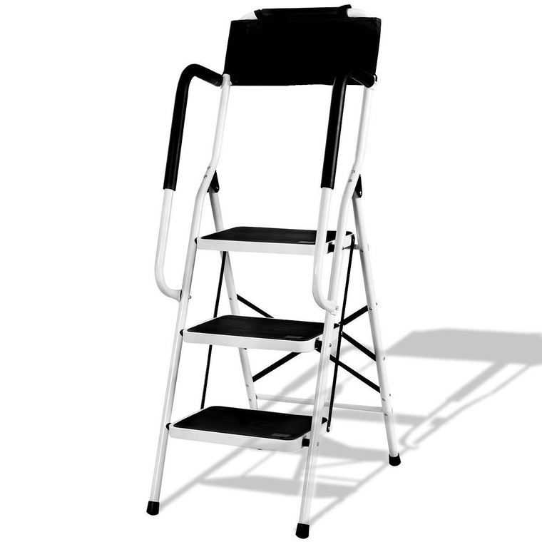 3-Step Non-Slip Folding Stool Ladder With Handrails TL33689