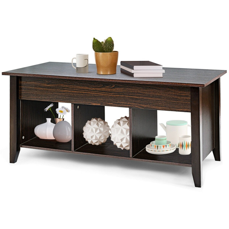 Lift Top Coffee Table With Hidden Compartment Storage Shelf HW56639BK