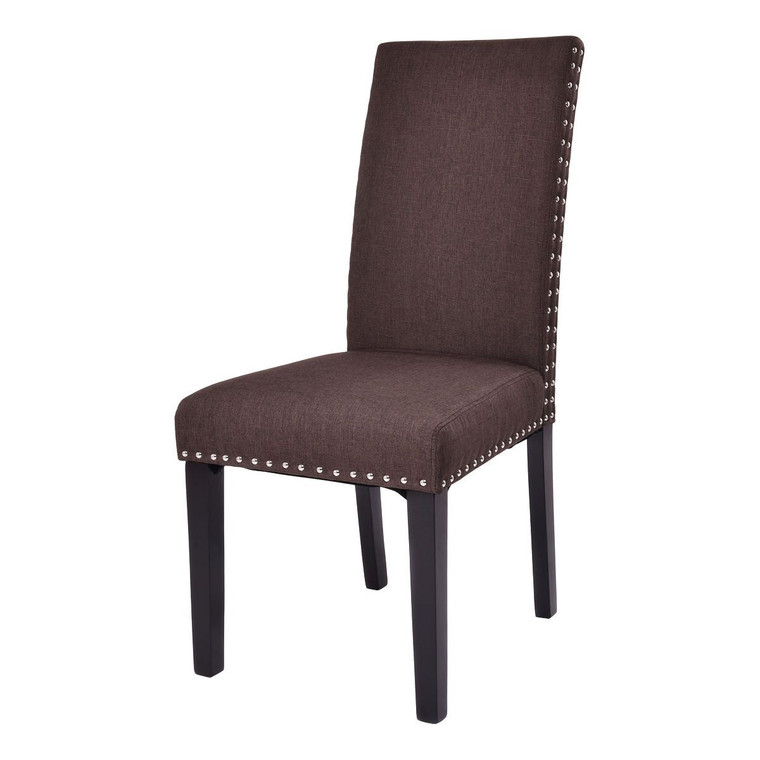 Set Of 2 Fabric Upholstered Armless Dining Chairs-Brown HW54768BN