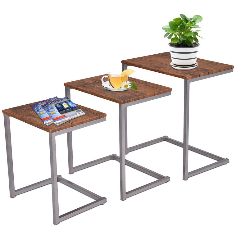 3 Pcs Steel Stacking Nesting Coffee End Tables HW52229