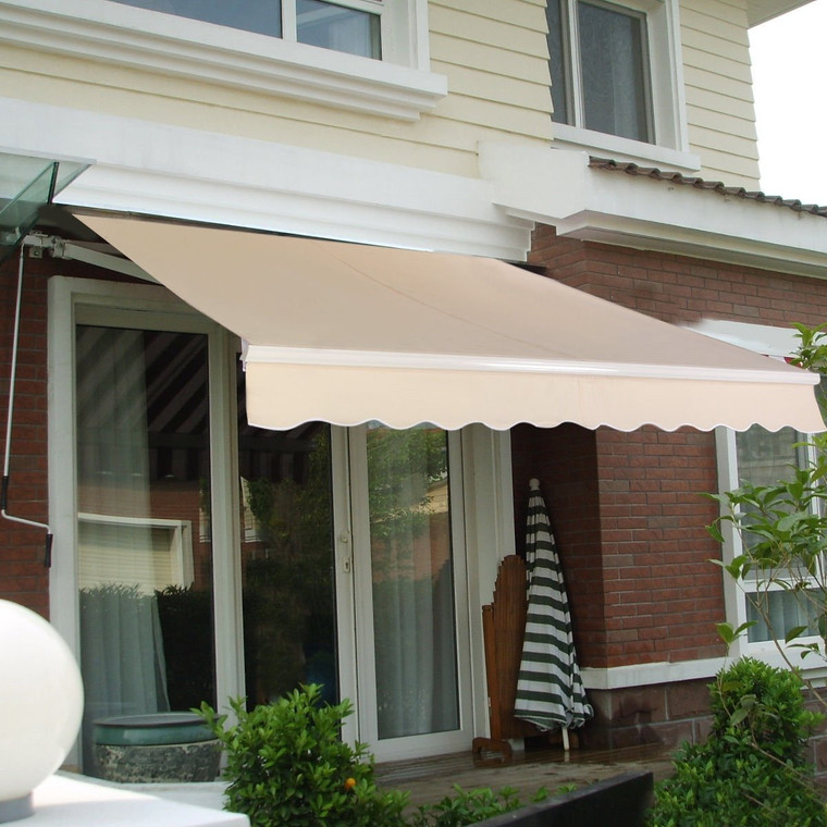 Manual Patio 8.2'Ã-6.5' Retractable Deck Awning Sunshade Shelter Canopy Outdoor-Off White OP2673OW