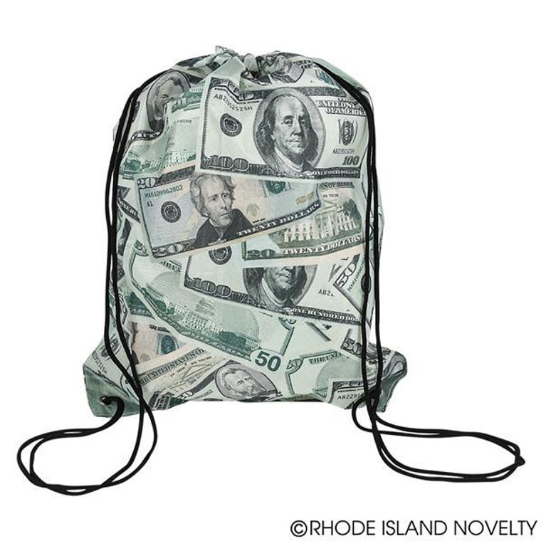 16" X 13" Money Print Drawstring Backpack JAMONDR By Rhode Island Novelty