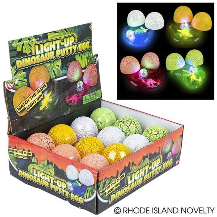 3" Light-Up Dinosaur Putty Egg SKDINLE By Rhode Island Novelty