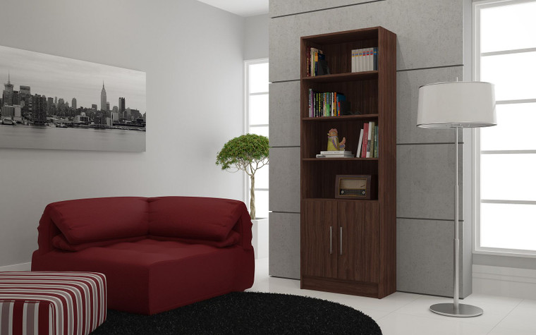 Manhattan Comfort Practical Catarina Cabinet With 6- Shelves In Nut Brown 29AMC164