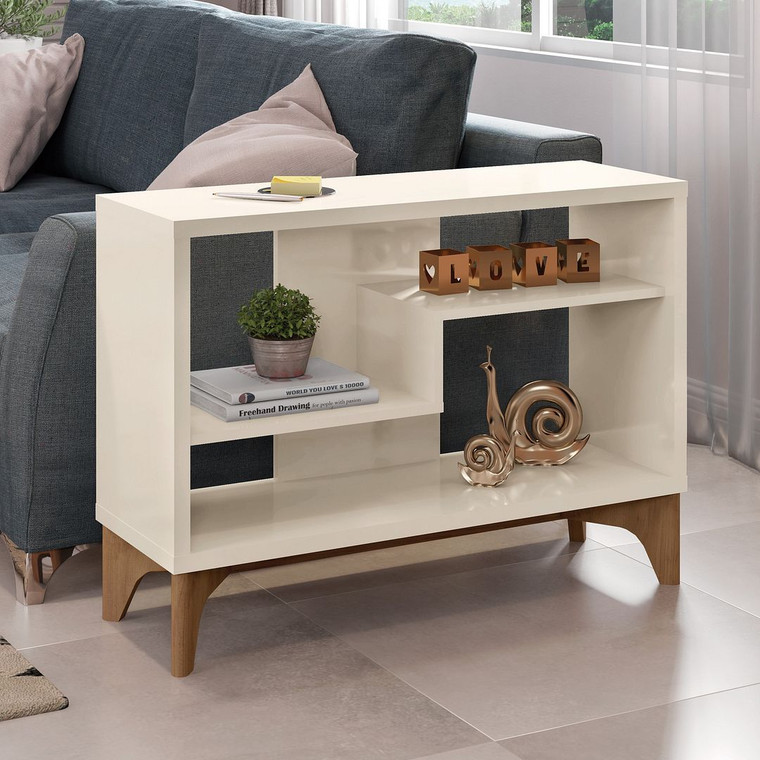Manhattan Comfort Gowanus Modern Accent Display Sideboard With 2 Shelves In Off White 8LC1