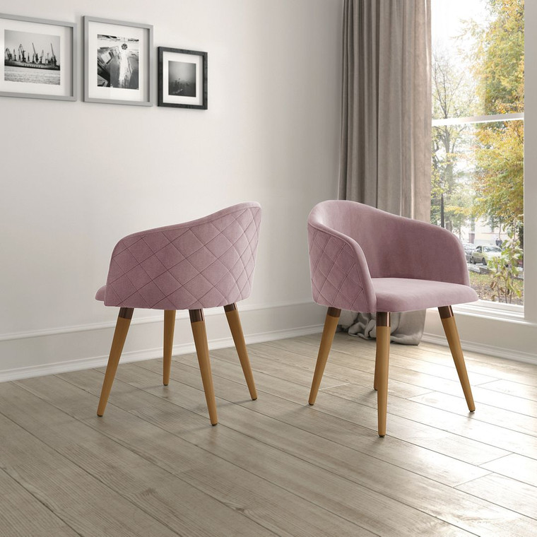 Manhattan Comfort Kari Velvet Matelasse Accent Chair In Rose Pink - Set Of 2 2-1020486