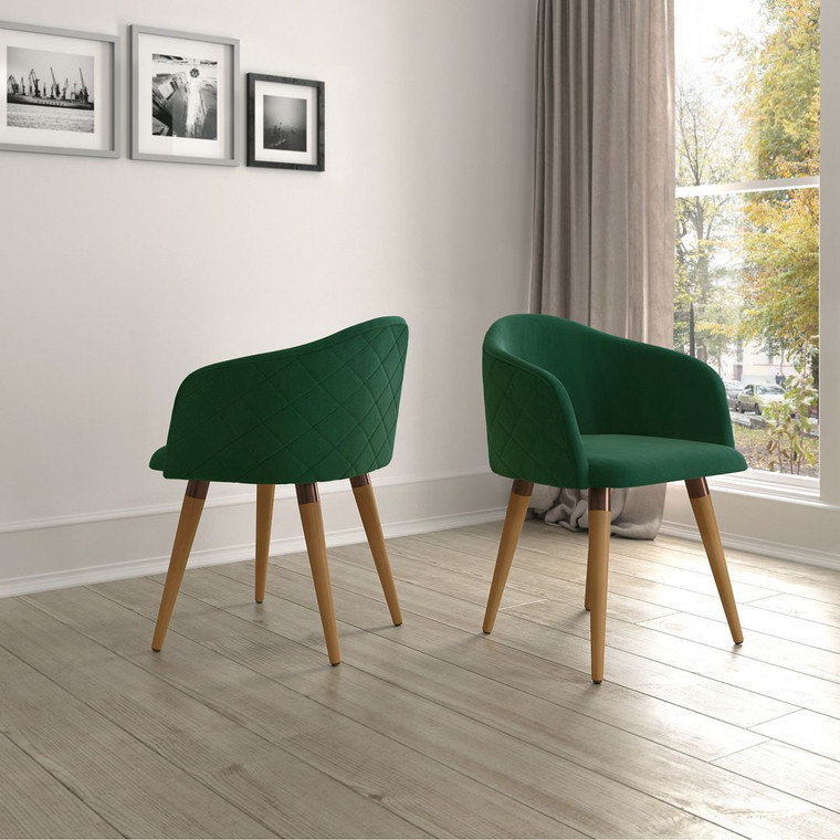 Manhattan Comfort Kari Velvet Matelasse Accent Chair In Green - Set Of 2 2-1020483