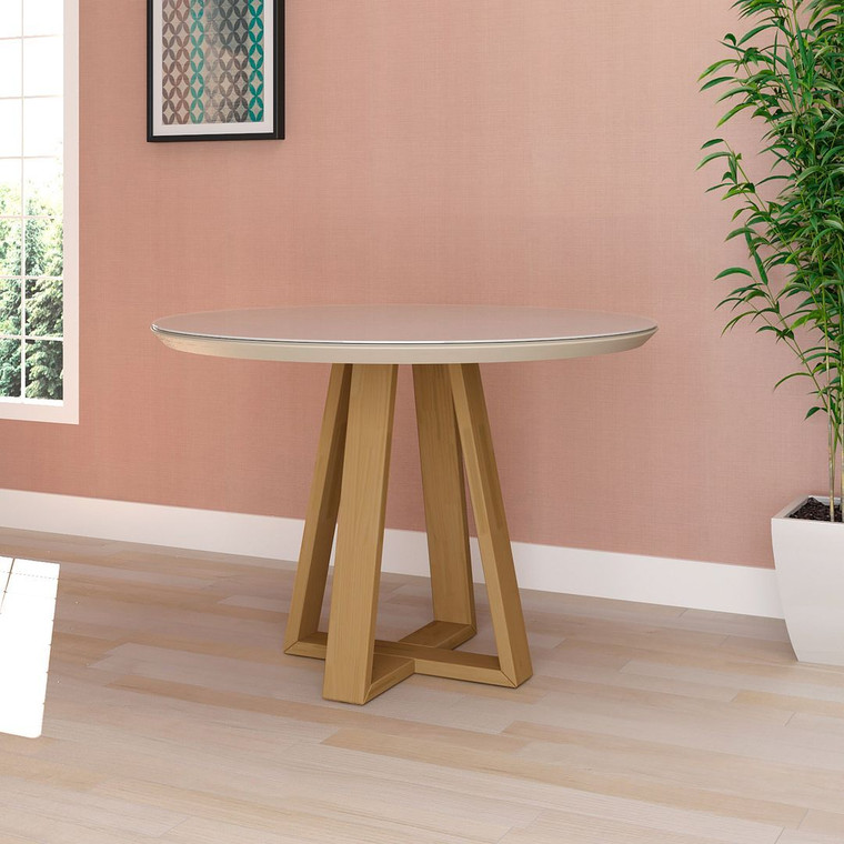 Manhattan Comfort Duffy 45.27 Modern Round Dining Table With Space For 4 In Off White 1018551