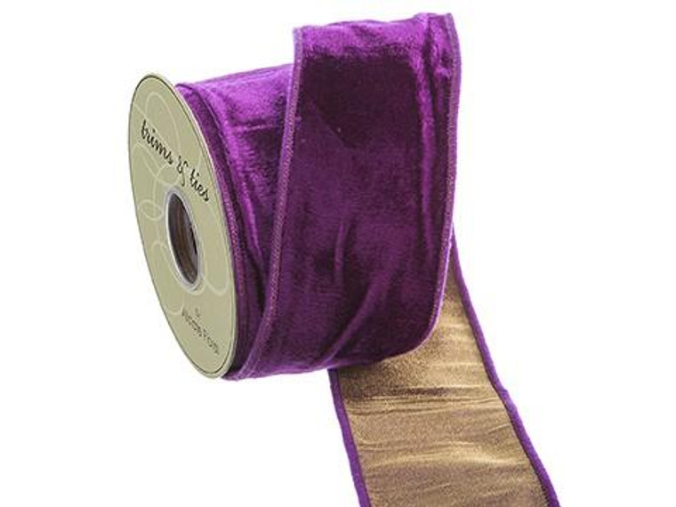 2.5"W X 5Yd Viscose Velvet Ribbon Purple (Pack Of 12) RV6551-PU By Silk Flower
