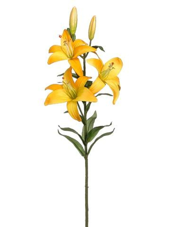 28" Garden Lily Spray Dark Yellow (Pack Of 12) GTL386-YE/DK By Silk Flower