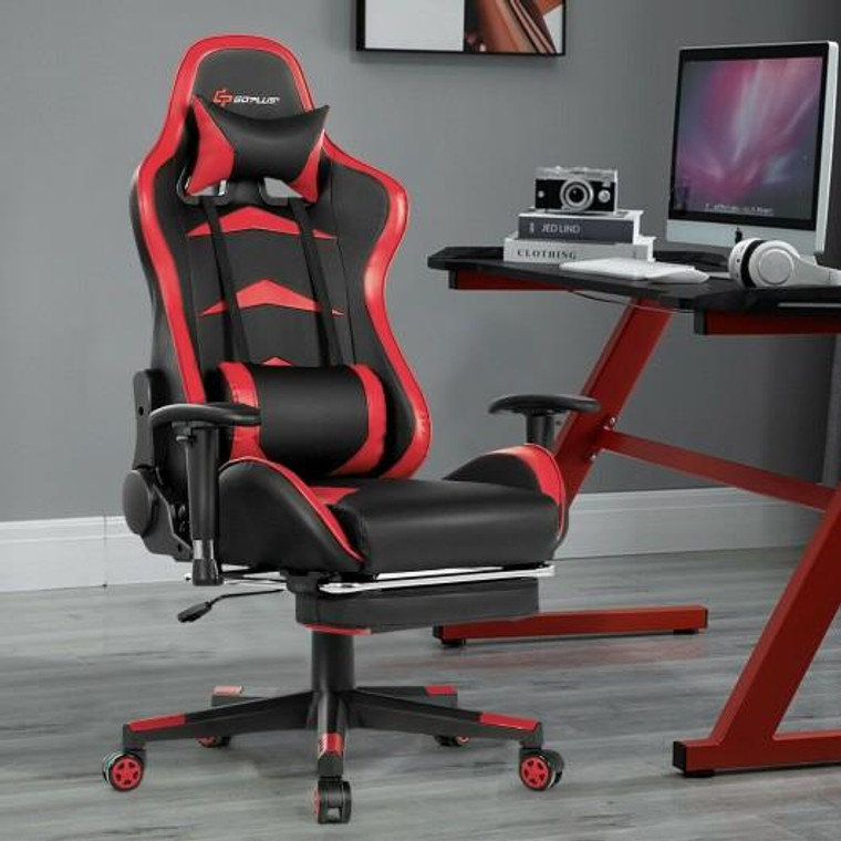 Massage Gaming Chair With Footrest-Red HW66330RE