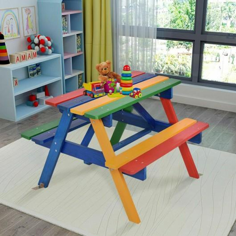 4 Seat Kids Picnic Table With Umbrella OP70481