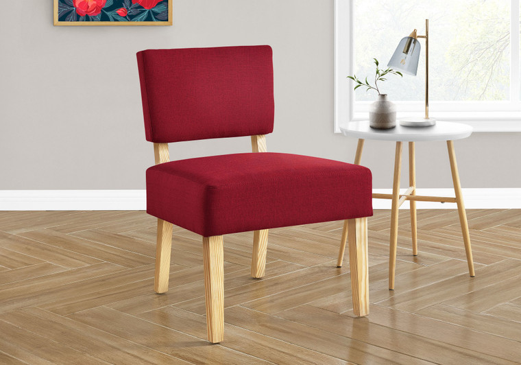 Monarch Accent Chair - Red Fabric - Natural Wood Legs I 8295