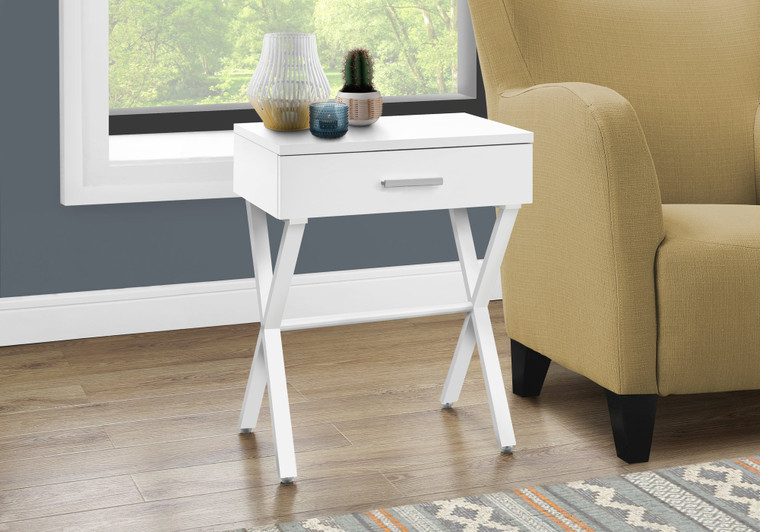 Monarch Accent Table - 24"H - White - White Metal I 3606