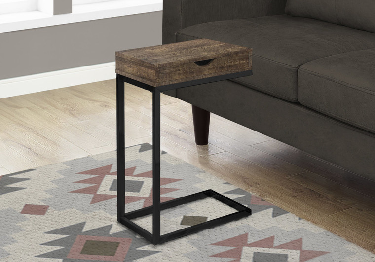 Monarch Accent Table - Brown Reclaimed Wood-Look - Black - Drawer I 3406
