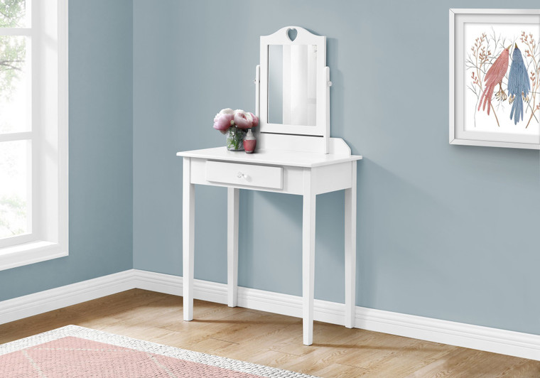Monarch Vanity - White - Mirror And Storage Drawer I 3326