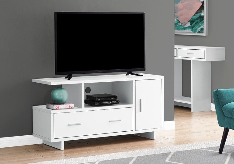 Monarch Tv Stand - 48"L - White With Storage I 2800