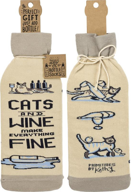 Bottle Cover - Cats And Wine - Set Of 6 (Pack Of 4) 100974 By Primitives By Kathy