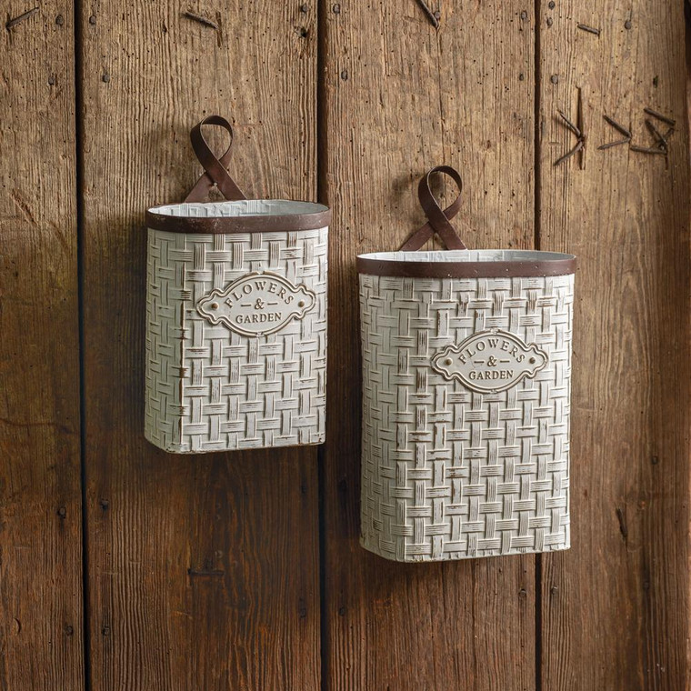 CTW Home Set Of Two Basket Weave Hanging Buckets 770321