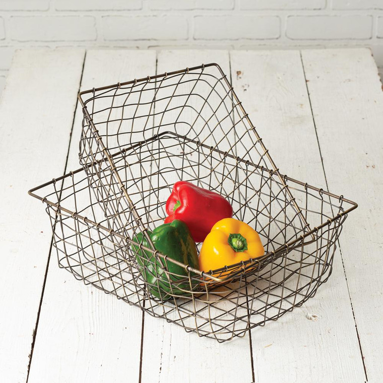 CTW Home Set Of Two Storage Wire Baskets 370273