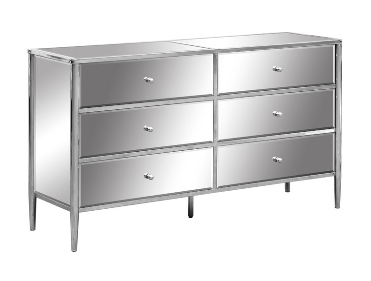 Hollywood Nickel And Mirror 6 Drawer Chest CVFZR3726