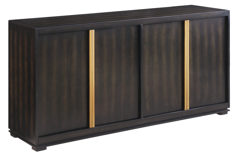 Empire 4 Door Sideboard With Burnished Brass Hardware In Rich Jacobean Finish CVFZR3634