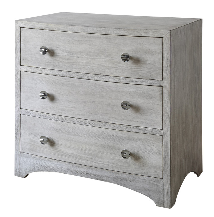 Hamilton Curved 3 Drawer Grey Wash Chest CVFZR4109