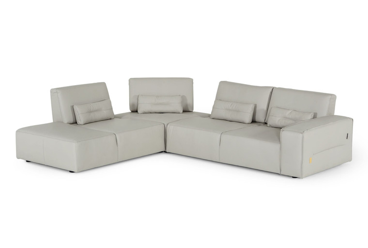 VIG Furniture VGDDENJOY-GRYWHT-SECT Accenti Italia Enjoy - Modern Italian Grey White Leather Sectional Sofa