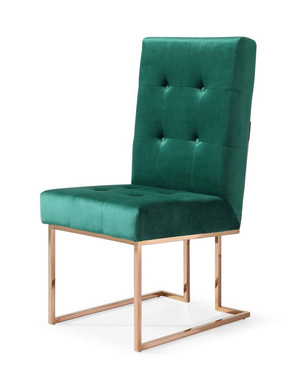 VIG Furniture VGVCB012-GRN Modrest Legend Modern Green Velvet & Rosegold Dining Chair (Set Of 2)